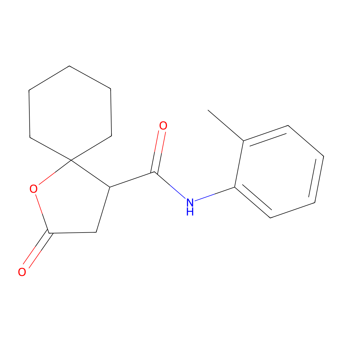 N-(2-methylphenyl)-2-oxo-1-oxaspiro[4.5]decane-4-carboxamide molecular structure, CAS 397879-31-1