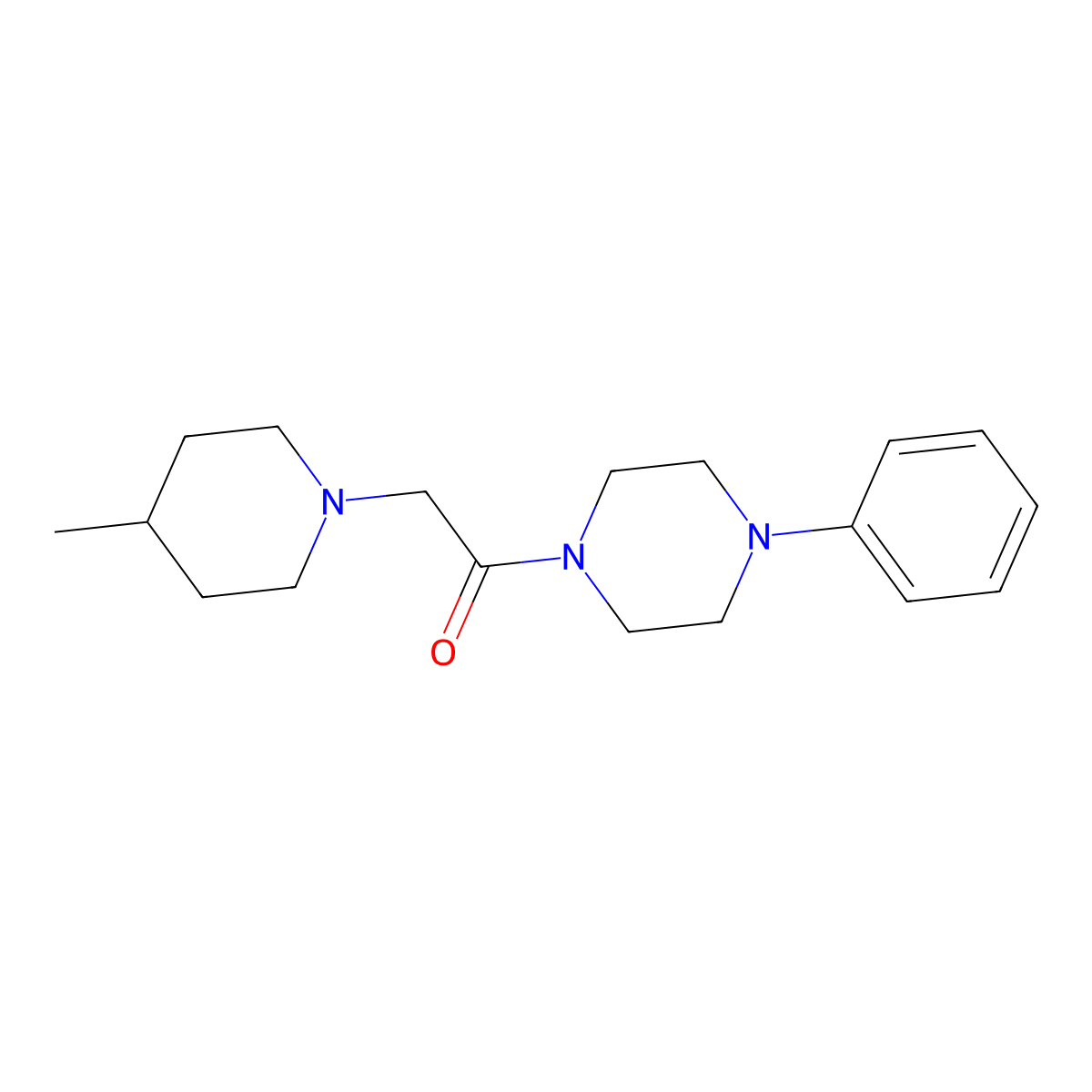 2-(4-Methylpiperidin-1-yl)-1-(4-phenylpiperazin-1-yl)ethanone molecular structure, CAS 397880-89-6