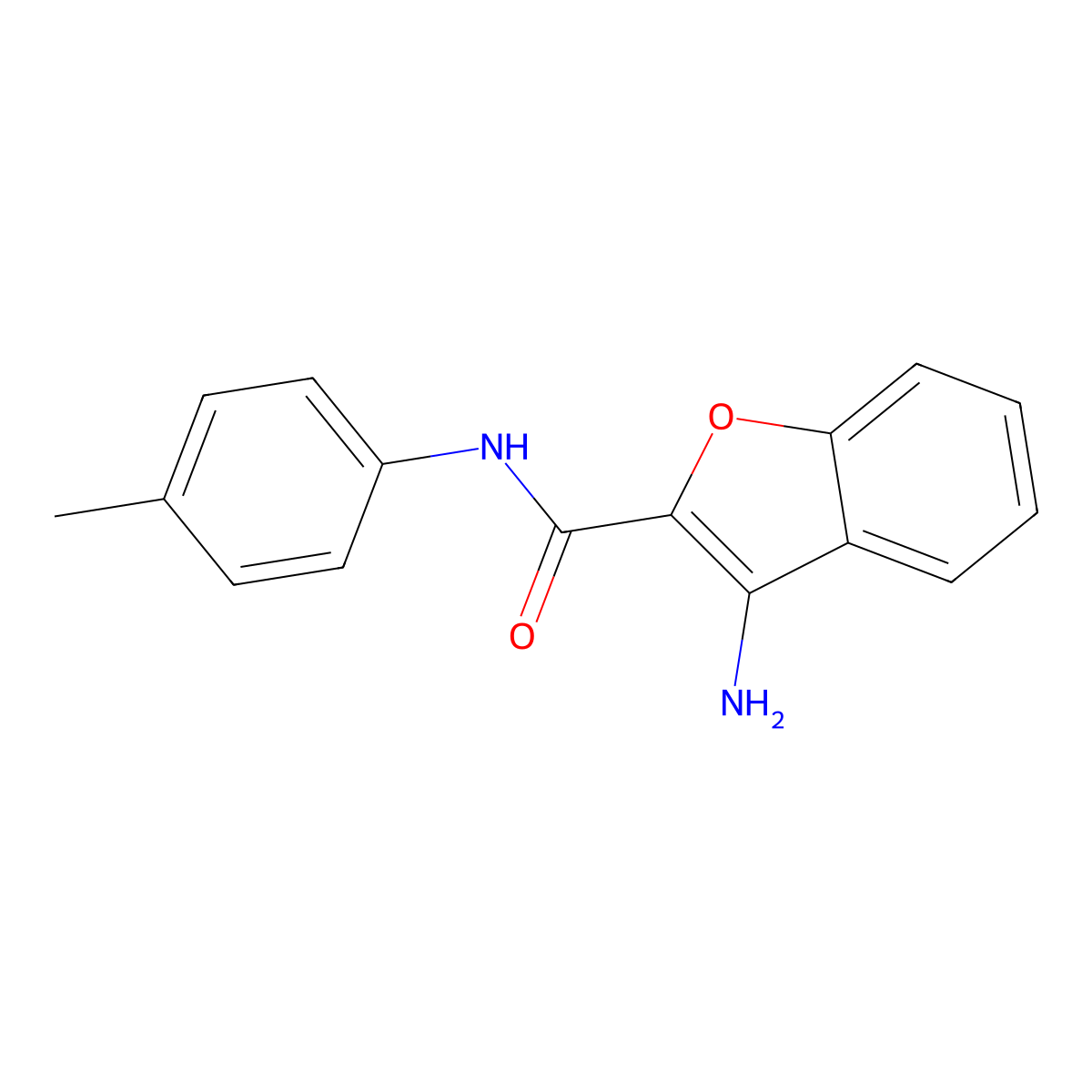3-amino-N-(4-methylphenyl)-1-benzofuran-2-carboxamide molecular structure, CAS 397881-02-6
