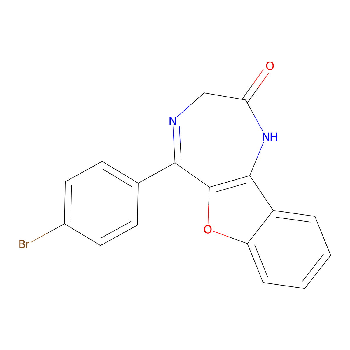 5-(4-bromophenyl)-1,3-dihydro-2H-[1]benzofuro[3,2-e][1,4]diazepin-2-one molecular structure, CAS 397881-13-9