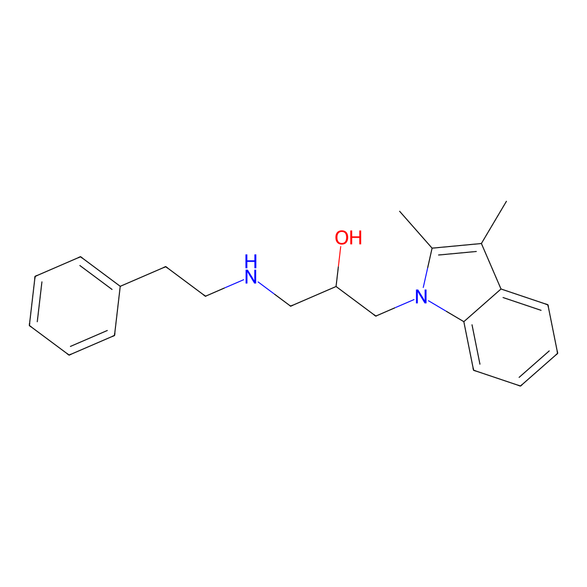 1-(2,3-dimethyl-1H-indol-1-yl)-3-[(2-phenylethyl)amino]propan-2-ol molecular structure, CAS 397882-27-8
