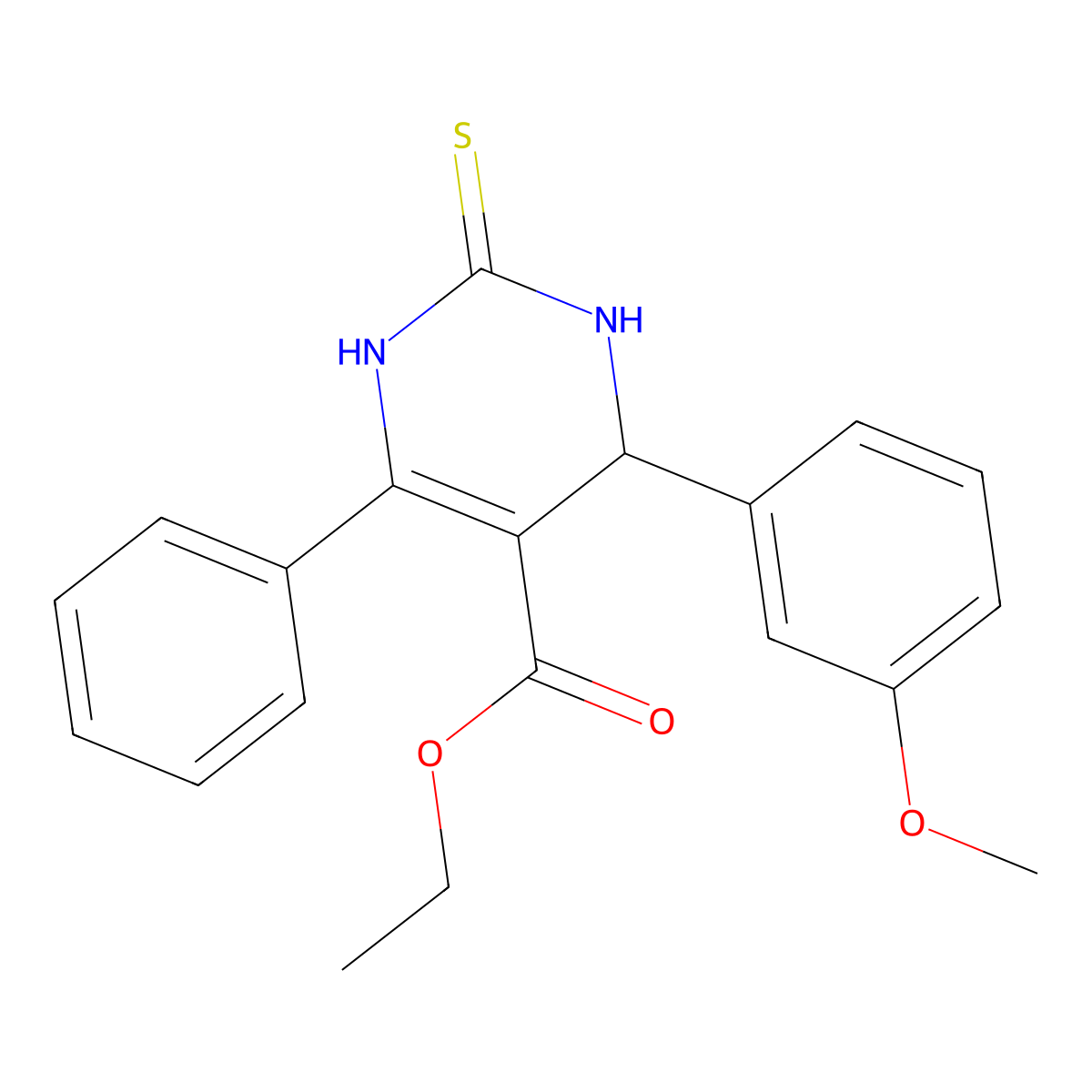 Ethyl 4-(3-methoxyphenyl)-6-phenyl-2-thioxo-1,2,3,4-tetrahydropyrimidine-5-carboxylate molecular structure, CAS 397882-36-9