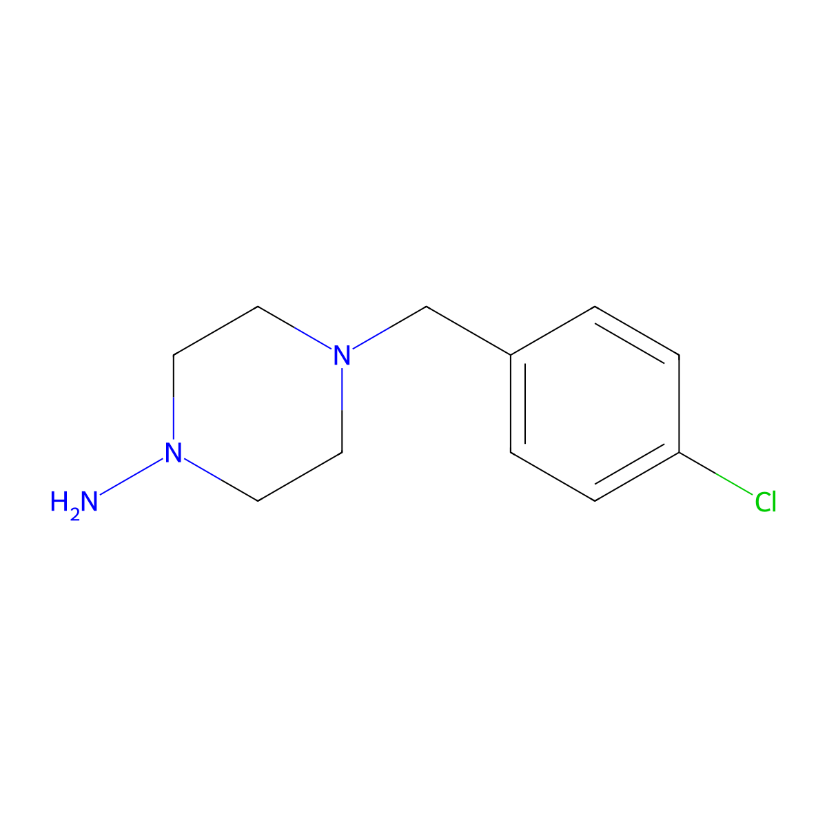 4-[(4-Chlorophenyl)methyl]piperazin-1-amine molecular structure, CAS 3979-68-8