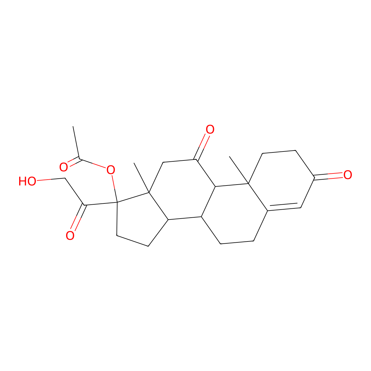 21-Hydroxy-3,11,20-trioxopregn-4-en-17-yl acetate molecular structure, CAS 39791-38-3