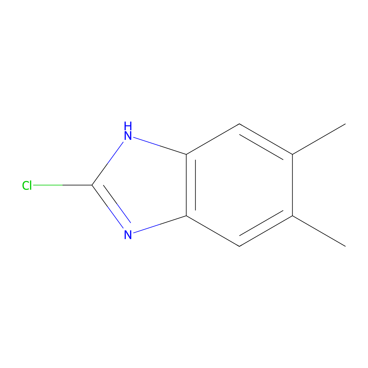 2-chloro-5,6-dimethyl-1H-1,3-benzodiazole molecular structure, CAS 39791-96-3