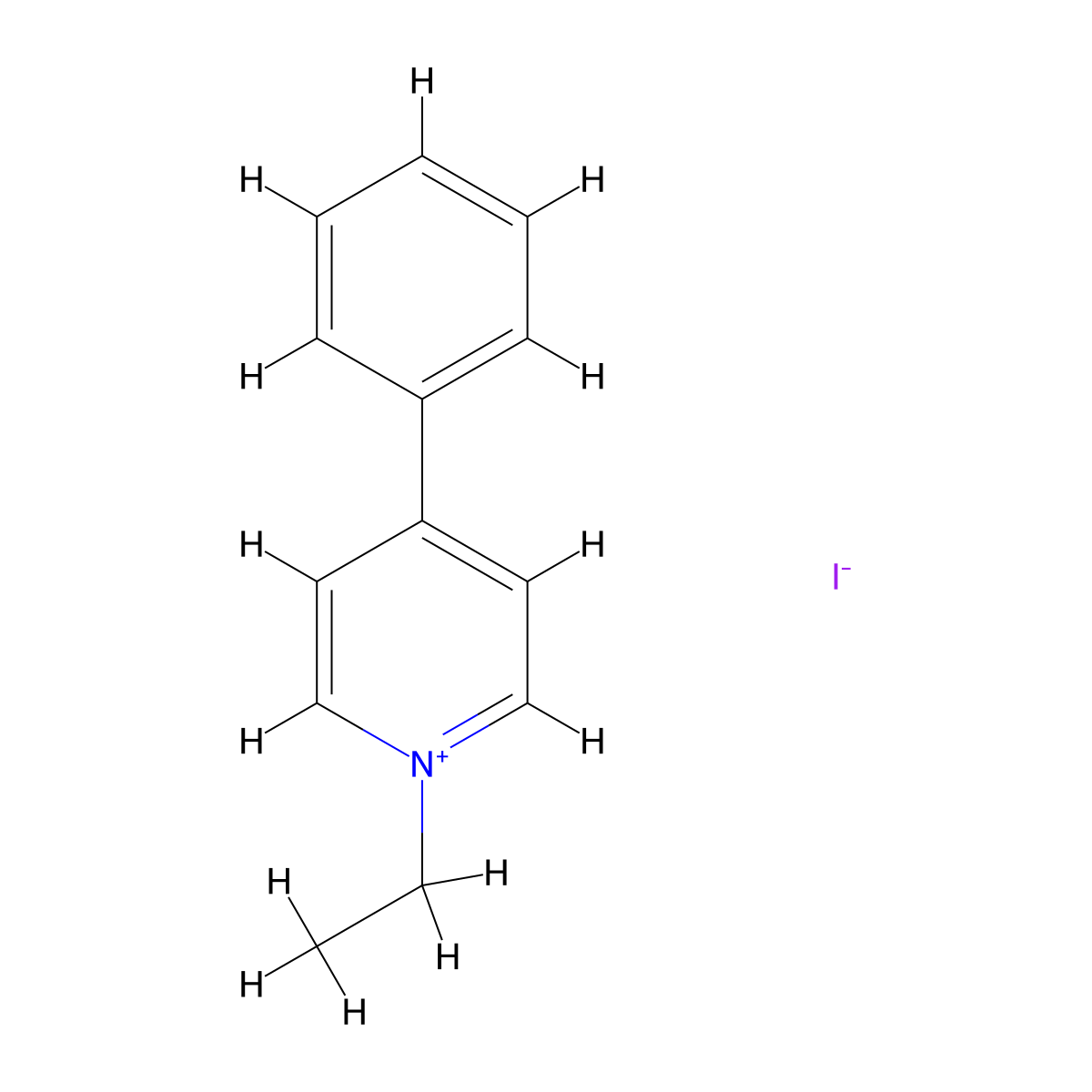 1-Ethyl-4-phenylpyridinium iodide molecular structure, CAS 39795-01-2