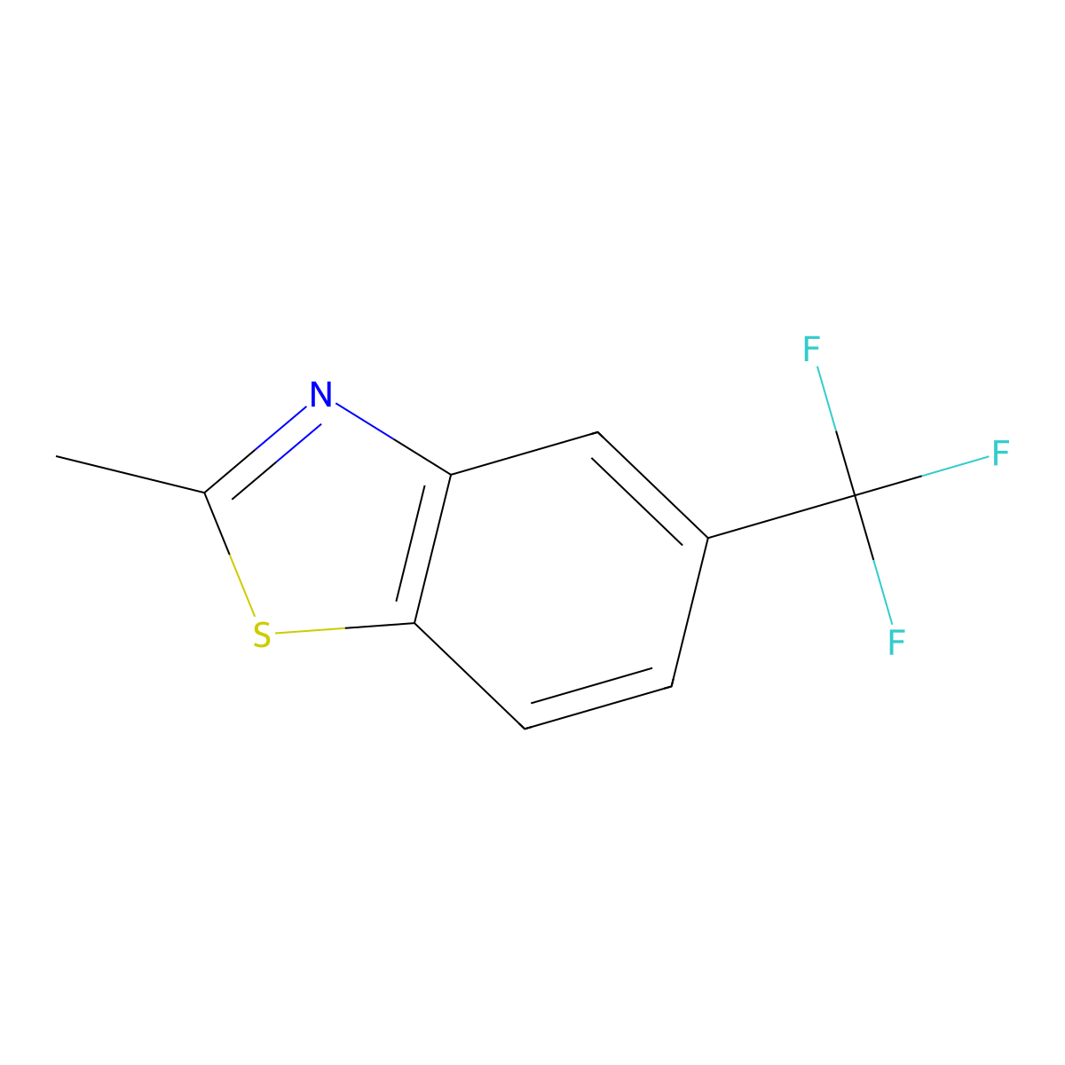 Benzothiazole, 2-methyl-5-(trifluoromethyl)- molecular structure, CAS 398-99-2