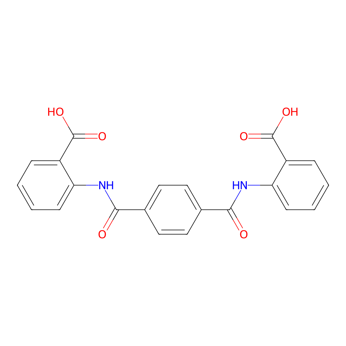 Benzoic acid, 2,2'-[1,4-phenylenebis(carbonylimino)]bis- molecular structure, CAS 3980-13-0