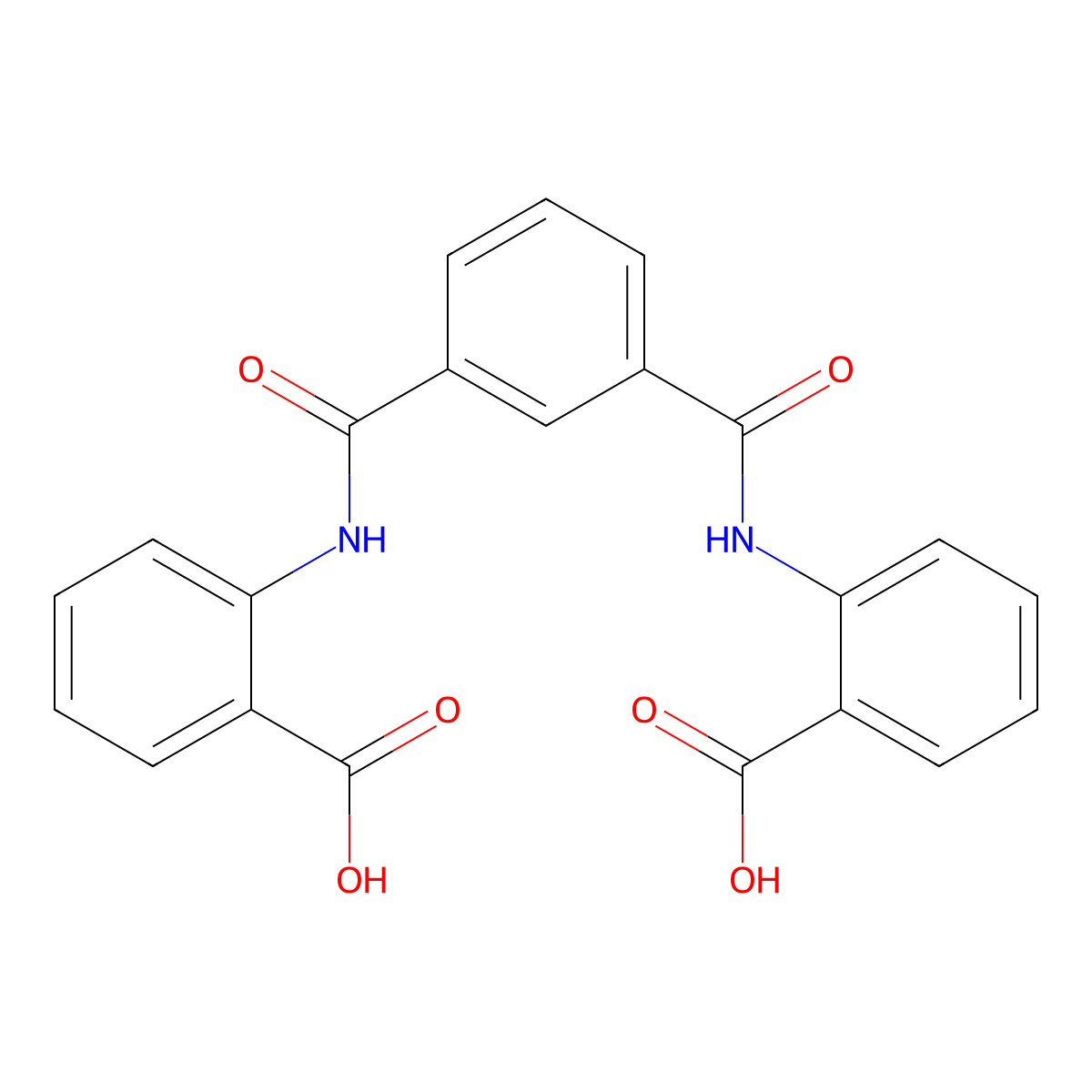 2-[[3-[(2-Carboxyphenyl)carbamoyl]benzoyl]amino]benzoic acid molecular structure, CAS 3980-14-1