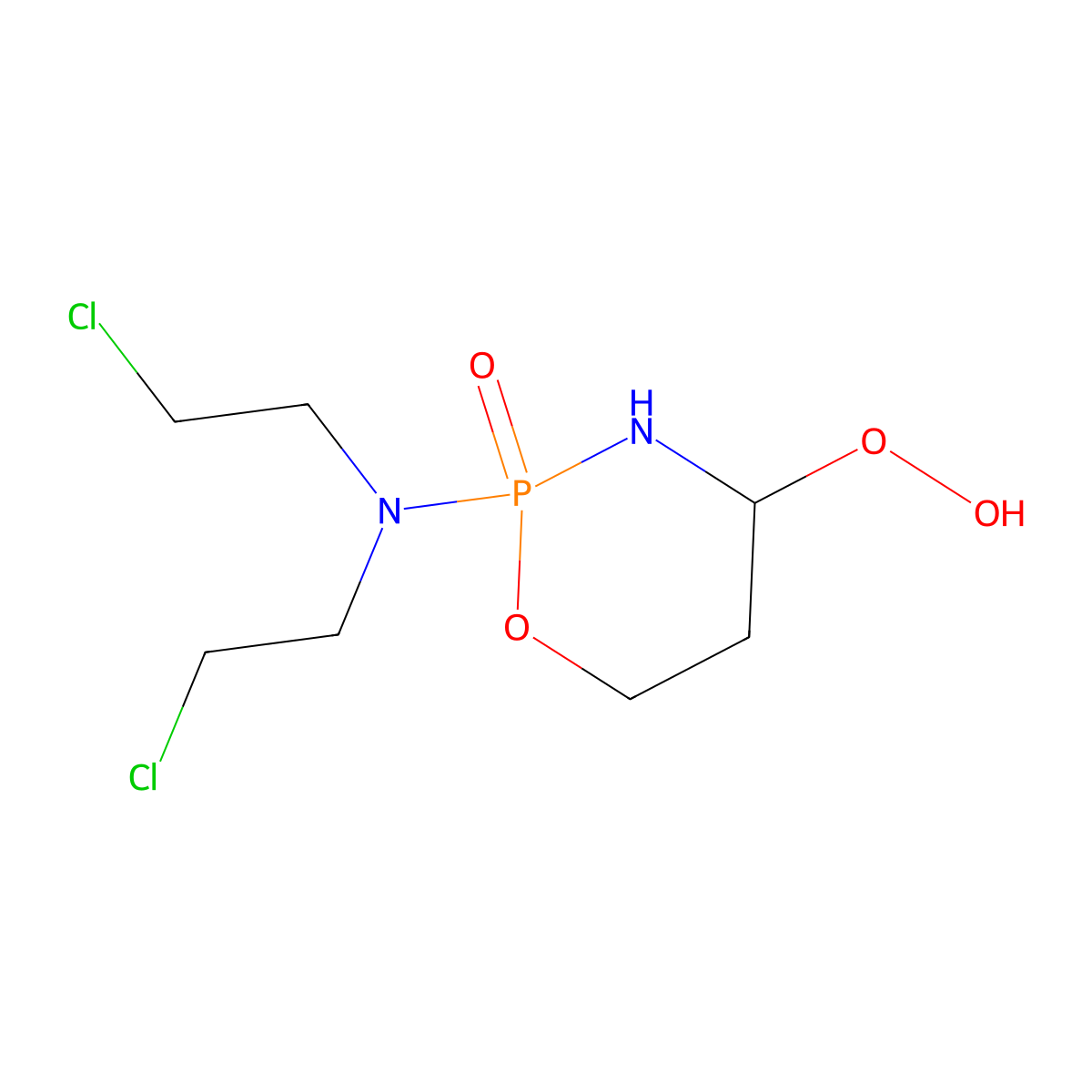 4-Hydroperoxycyclophosphamide molecular structure, CAS 39800-16-3