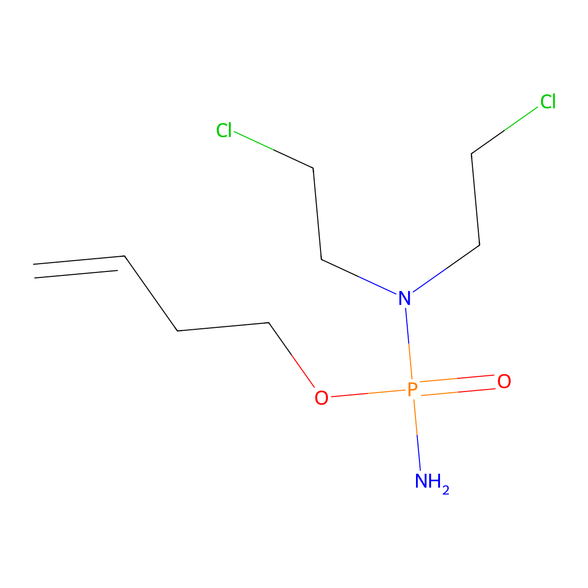 But-3-en-1-yl N,N-bis(2-chloroethyl)phosphorodiamidate molecular structure, CAS 39800-29-8