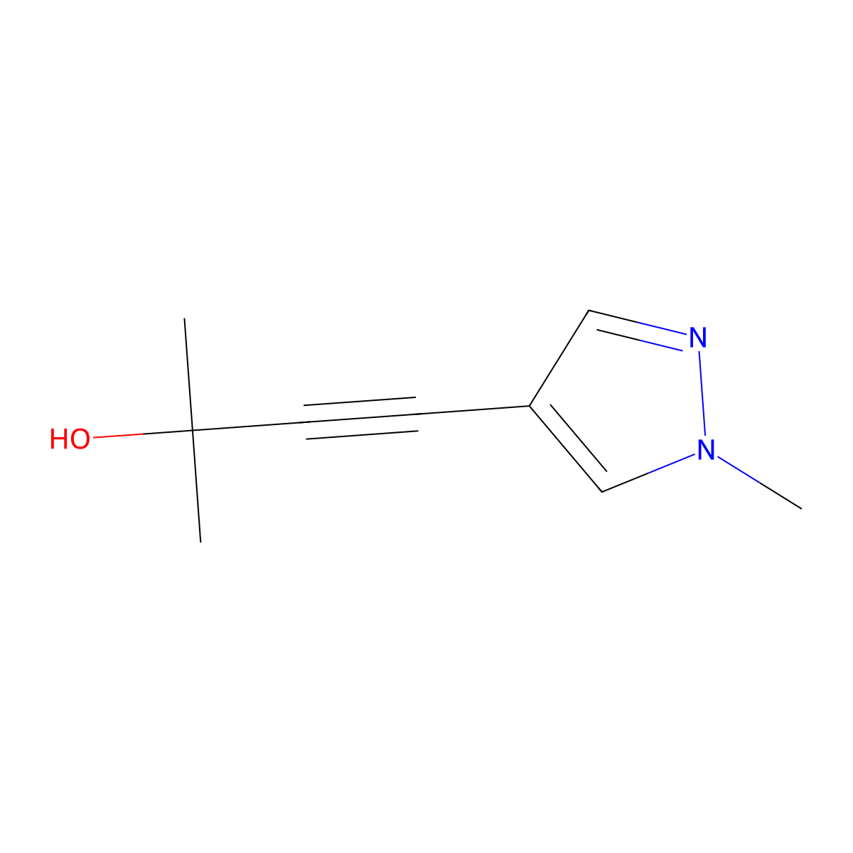 2-methyl-4-(1-methyl-1H-pyrazol-4-yl)but-3-yn-2-ol molecular structure, CAS 39806-92-3