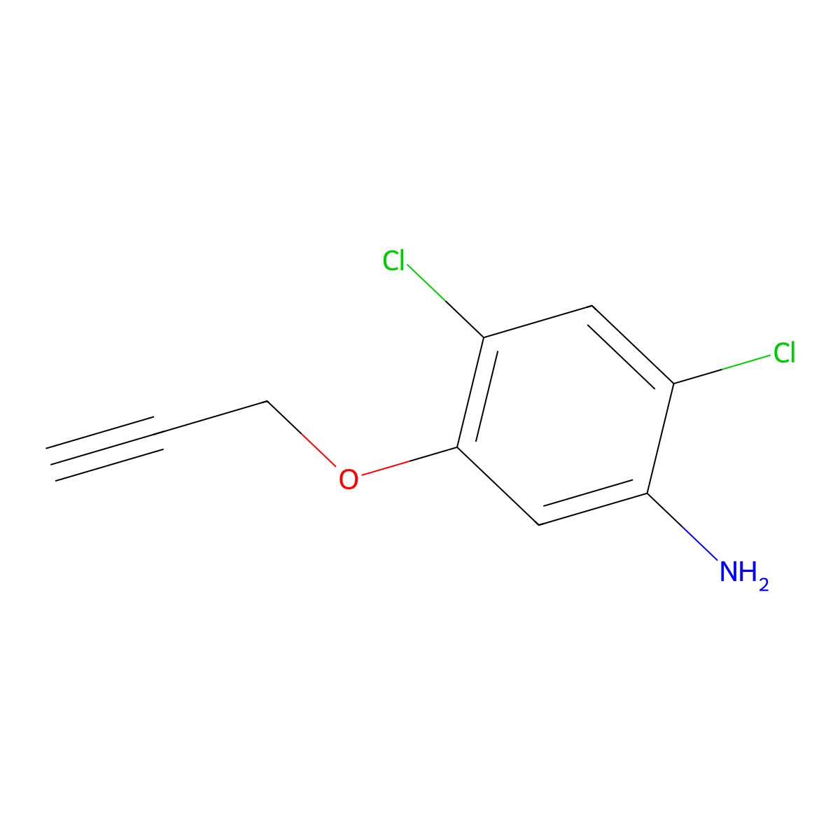 Benzenamine, 2,4-dichloro-5-(2-propyn-1-yloxy)- molecular structure, CAS 39807-17-5