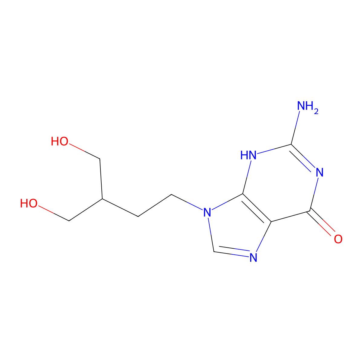 2-amino-9-[4-hydroxy-3-(hydroxymethyl)butyl]-3H-purin-6-one molecular structure, CAS 39809-25-1