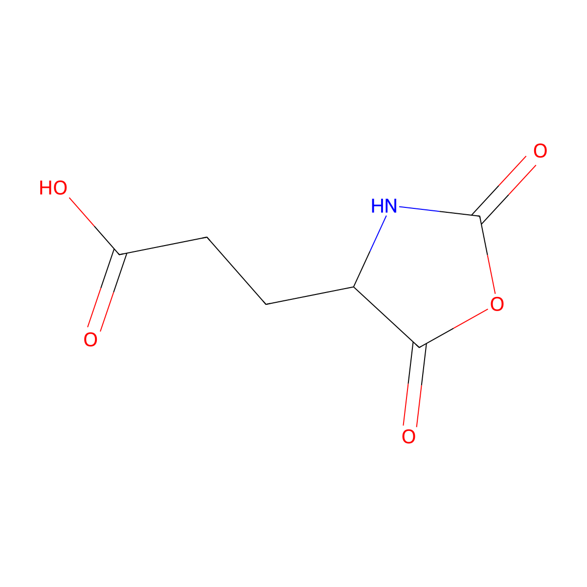 2,5-Dioxooxazolidine-4-propionic acid molecular structure, CAS 3981-39-3