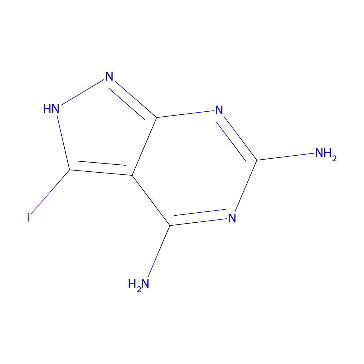 3-Iodo-1h-pyrazolo[3,4-d]pyrimidine-4,6-diamine molecular structure, CAS 398117-44-7