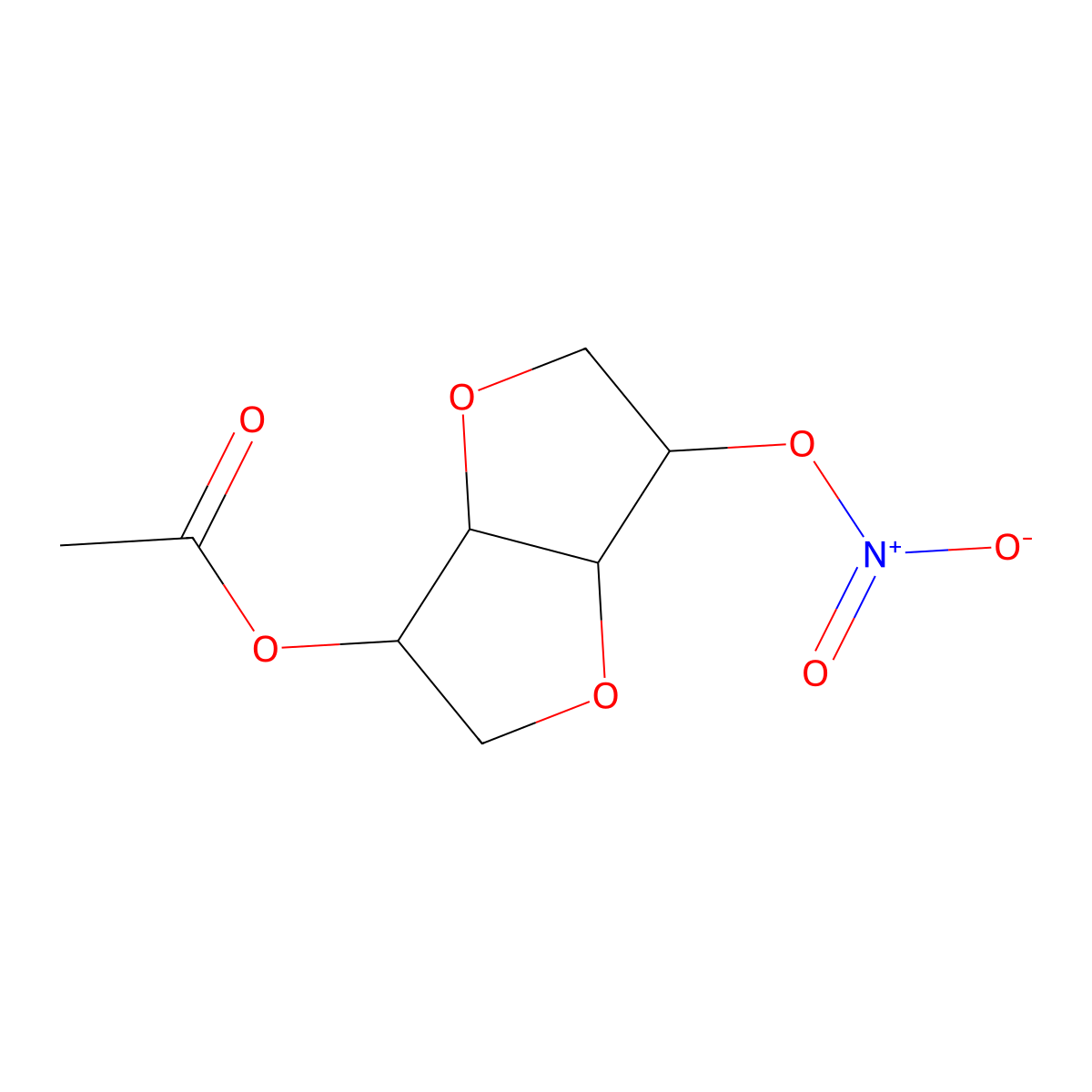 (3S,3aR,6R,6aS)-6-(Nitrooxy)hexahydrofuro[3,2-b]furan-3-yl acetate molecular structure, CAS 39813-48-4