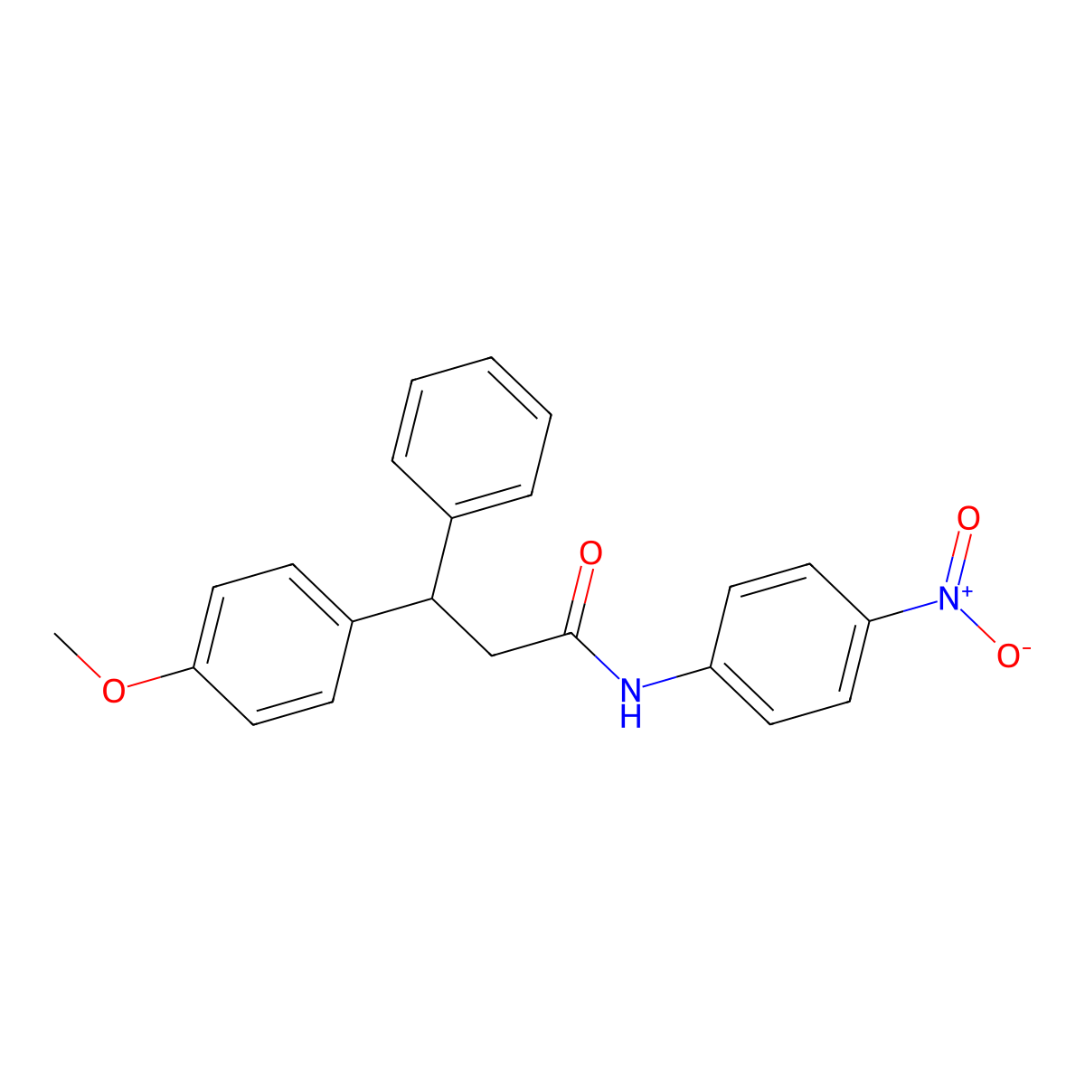 3-(4-methoxyphenyl)-N-(4-nitrophenyl)-3-phenylpropanamide molecular structure, CAS 398132-86-0
