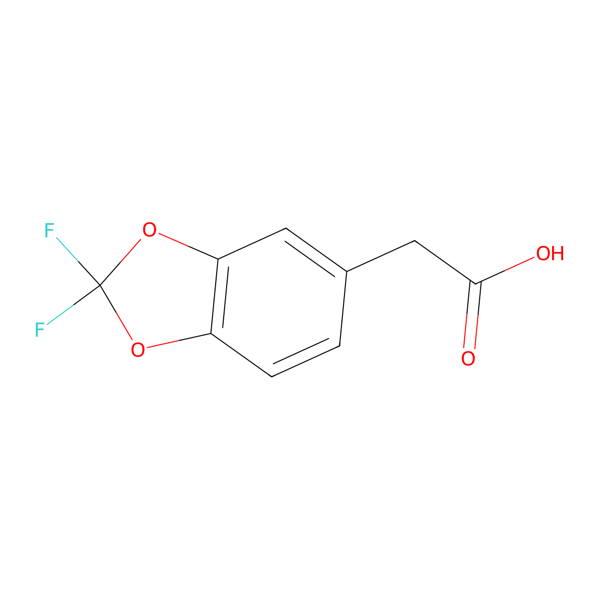2,2-Difluoro-1,3-benzodioxole-5-acetic acid molecular structure, CAS 398156-38-2