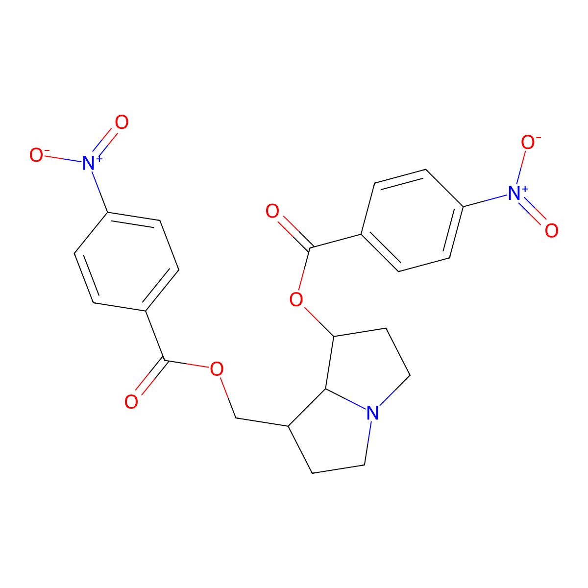 {7-[(4-Nitrobenzoyl)oxy]hexahydro-1h-pyrrolizin-1-yl}methyl 4-nitrobenzoate molecular structure, CAS 39818-17-2