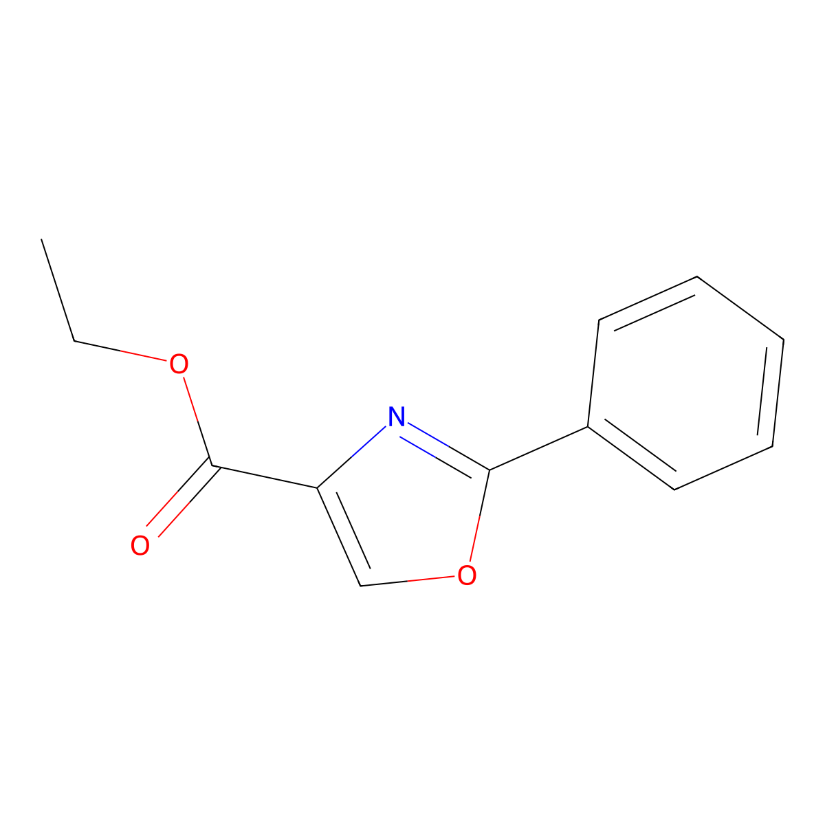 Ethyl 2-phenyl-1,3-oxazole-4-carboxylate molecular structure, CAS 39819-39-1