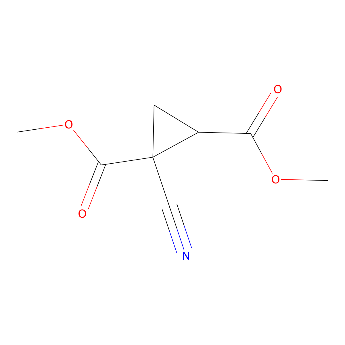 Dimethyl 1-cyanocyclopropane-1,2-dicarboxylate molecular structure, CAS 39822-24-7