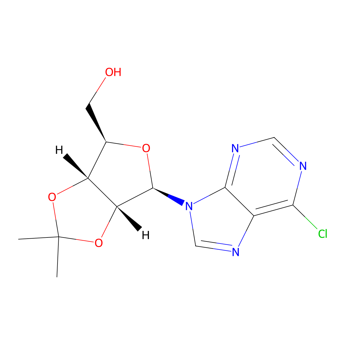 6-Chloro-9-[2,3-O-(1-methylethylidene)-beta-D-ribofuranosyl]-9H-Purine molecular structure, CAS 39824-26-5
