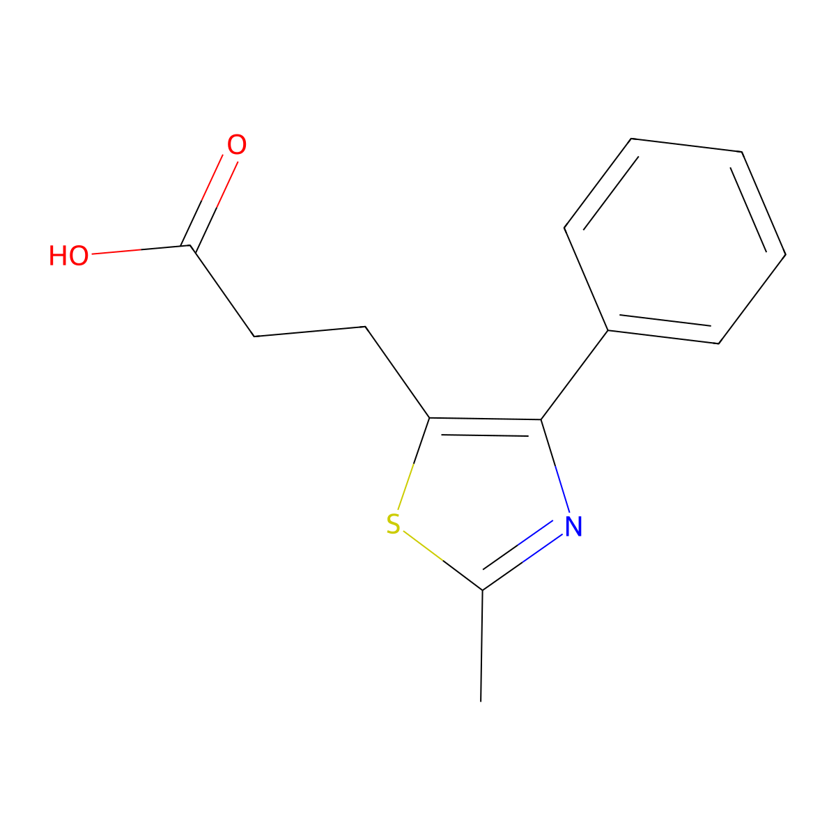 3-(2-Methyl-4-phenyl-1,3-thiazol-5-yl)propanoic acid molecular structure, CAS 39826-42-1