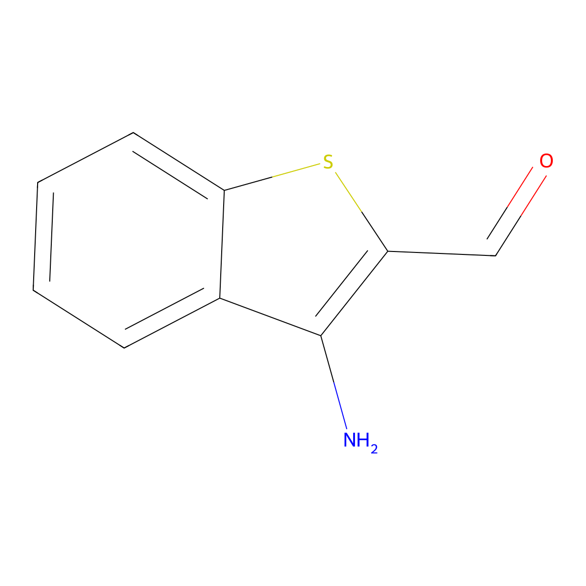 3-Aminobenzo[b]thiophene-2-carbaldehyde molecular structure, CAS 39827-51-5