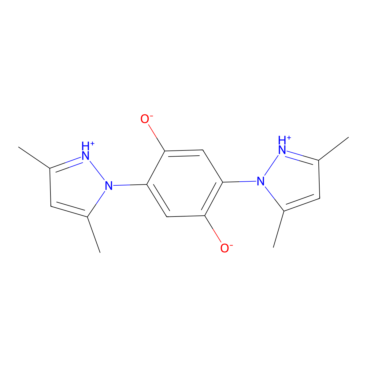 2,5-Bis(3,5-dimethylpyrazol-1-yl)benzene-1,4-diol molecular structure, CAS 39830-06-3