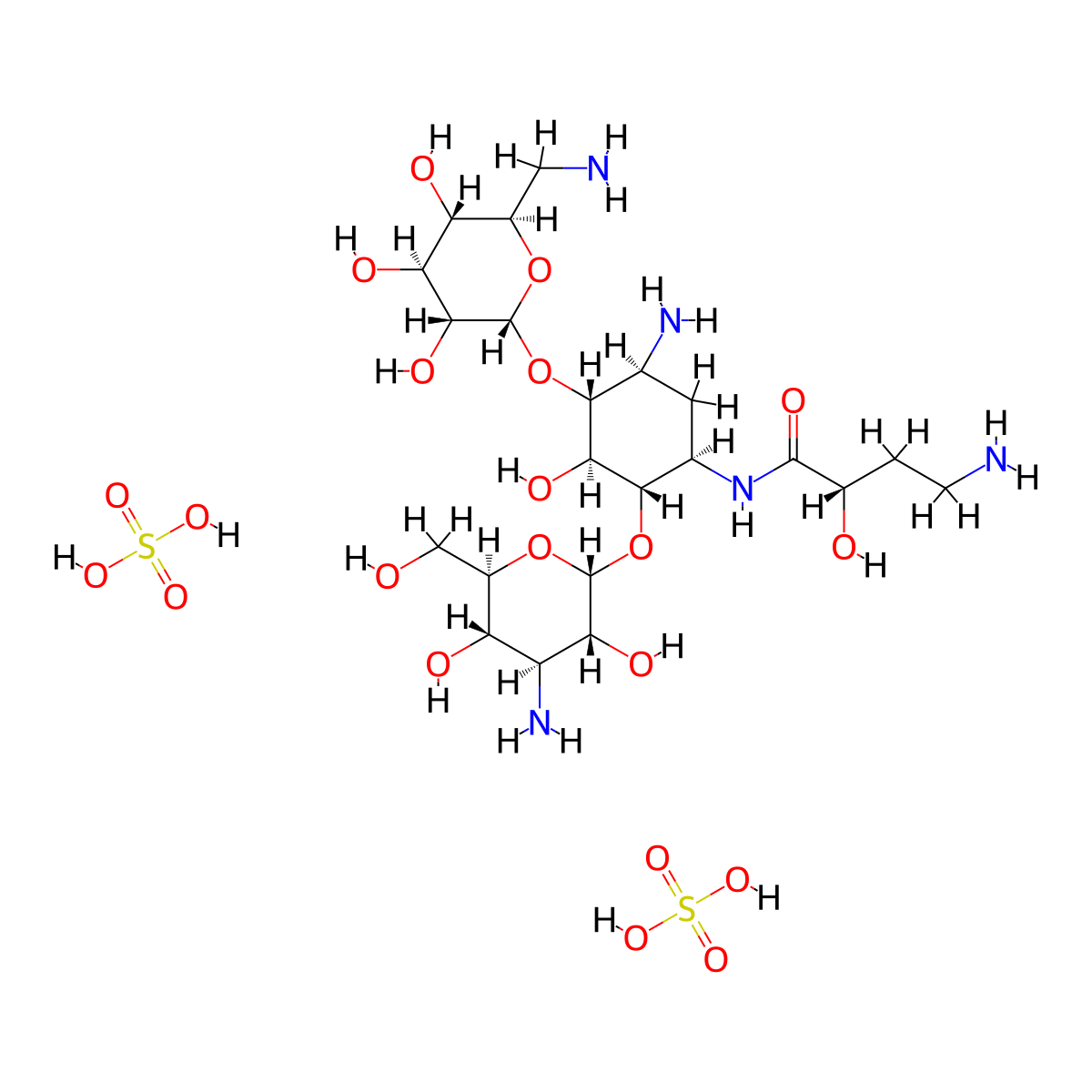 Amikacin Sulfate molecular structure, CAS 39831-55-5