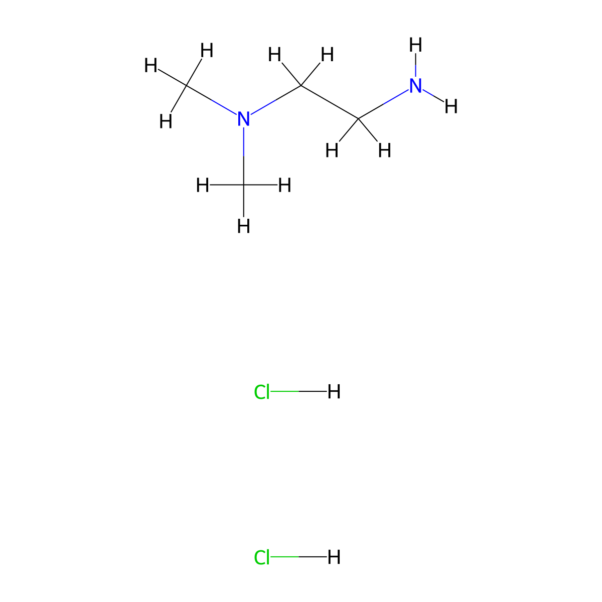 N,N-Dimethylethylenediamine dihydrochloride molecular structure, CAS 3984-76-7