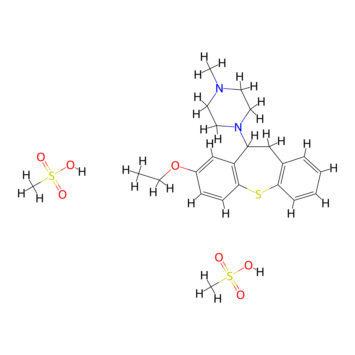 Piperazine, 1-(10,11-dihydro-8-ethoxydibenzo(b,f)thiepin-10-yl)-4-methyl-, dimethanesulfonate molecular structure, CAS 39841-87-7