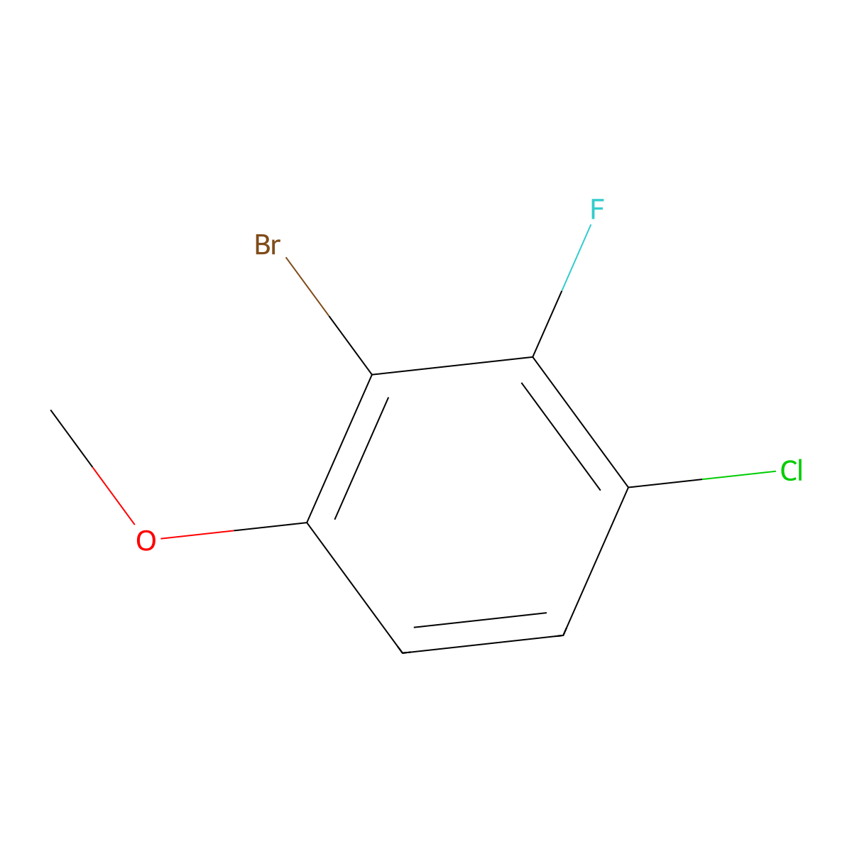 2-Bromo-4-chloro-3-fluoro-1-methoxybenzene molecular structure, CAS 398456-83-2