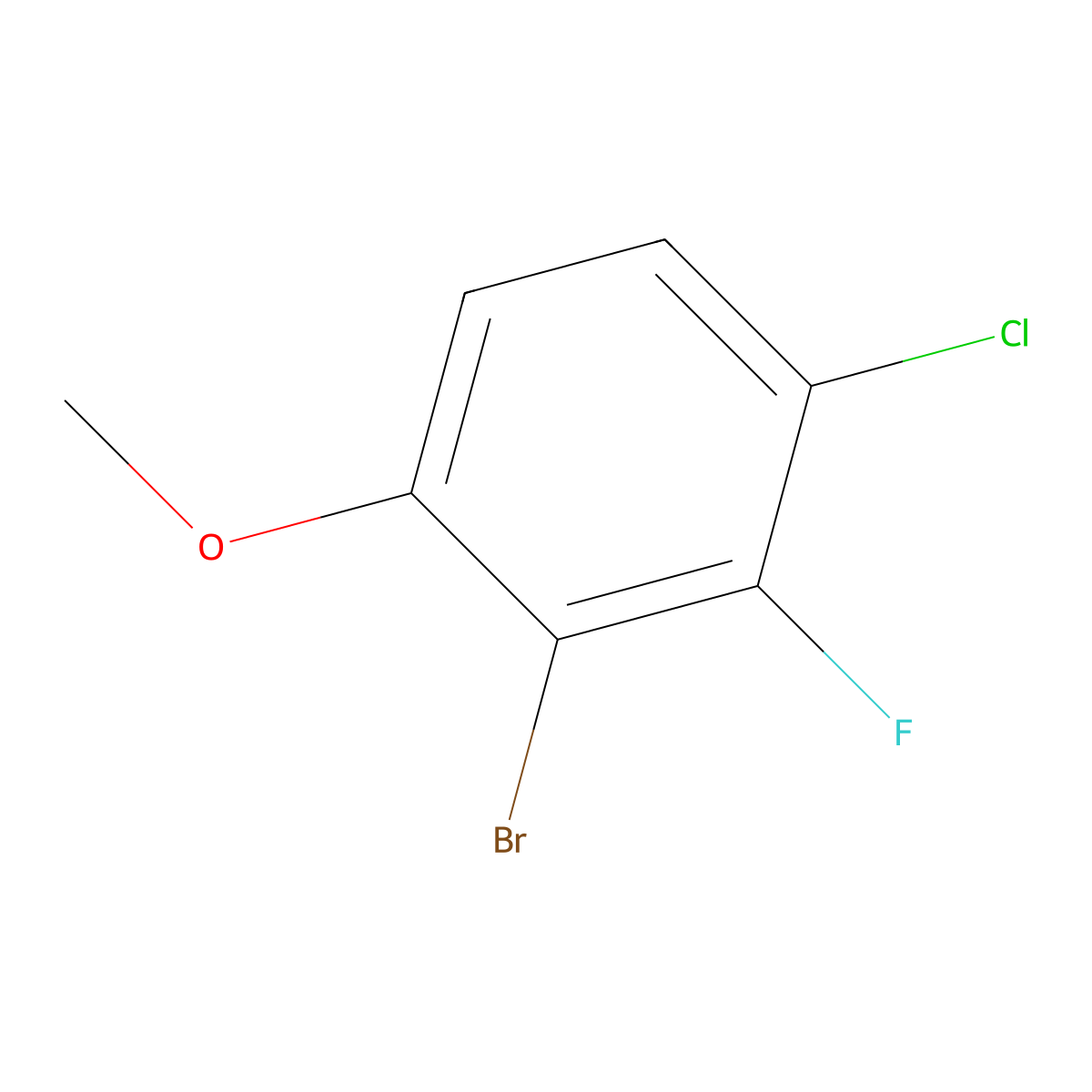 2-Bromo-4-chloro-3-fluoro-1-methoxybenzene molecular structure, CAS 398456-83-2