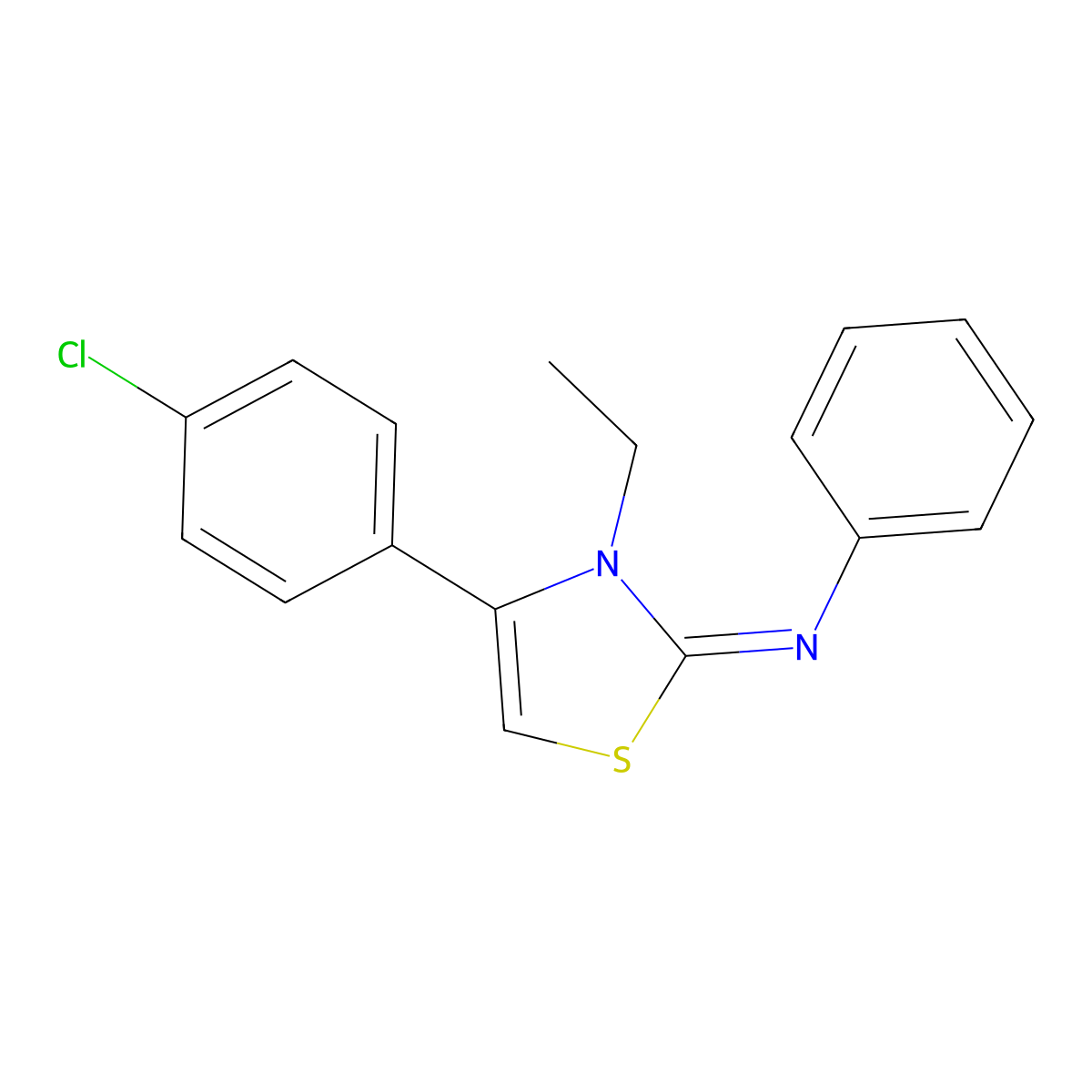 (Z)-4-(4-Chlorophenyl)-3-ethyl-N-phenylthiazol-2(3H)-imine molecular structure, CAS 398471-60-8