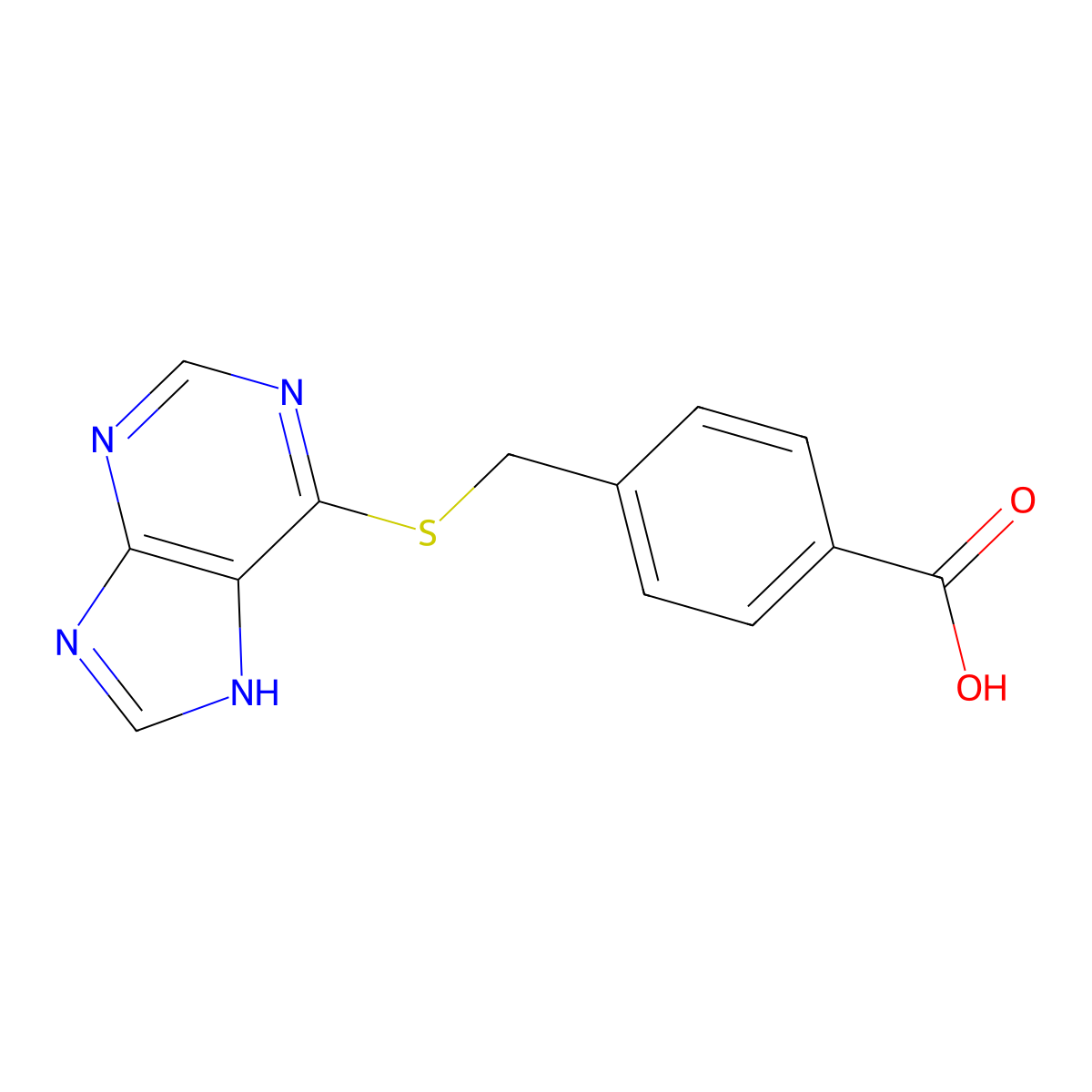 4-(7H-purin-6-ylsulfanylmethyl)benzoic Acid molecular structure, CAS 398472-15-6