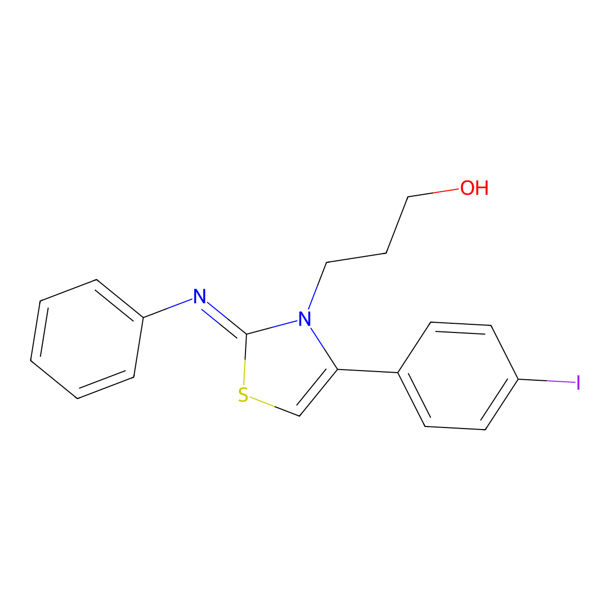 3-(4-(4-iodophenyl)-2-(phenylimino)-1,3-thiazol-3(2H)-yl)-1-propanol molecular structure, CAS 398472-18-9