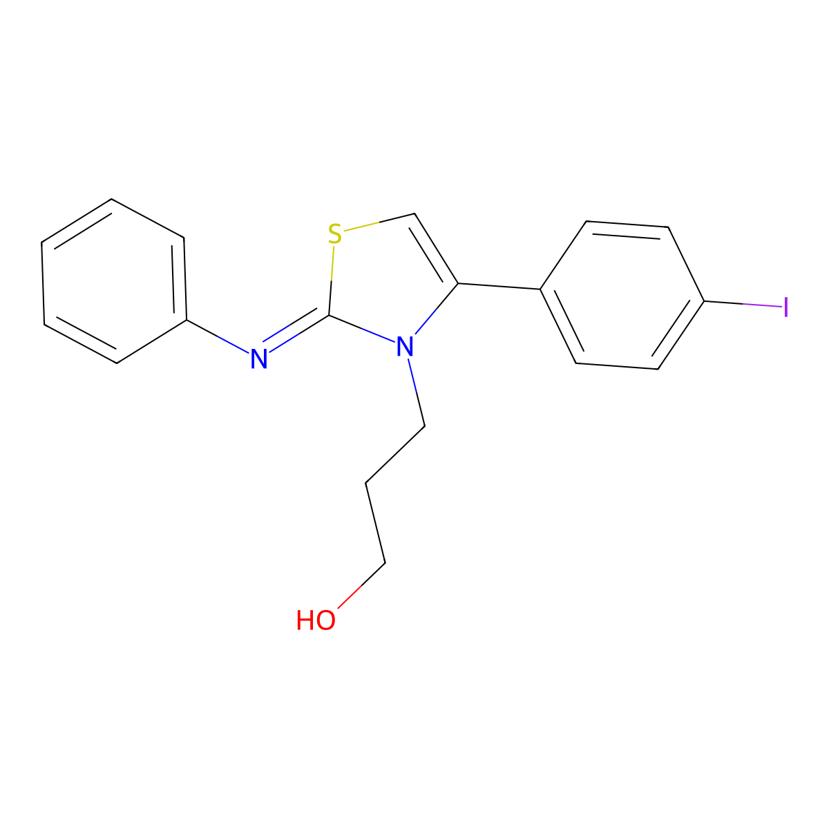 3-(4-(4-iodophenyl)-2-(phenylimino)-1,3-thiazol-3(2H)-yl)-1-propanol molecular structure, CAS 398472-18-9