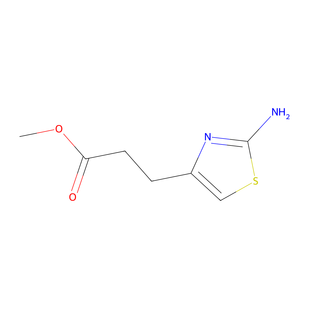 Methyl 3-(2-amino-1,3-thiazol-4-yl)propanoate molecular structure, CAS 398472-21-4