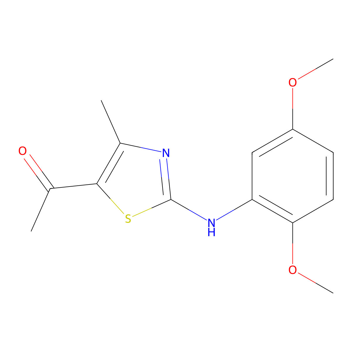 1-[2-(2,5-Dimethoxyanilino)-4-methyl-1,3-thiazol-5-yl]-1-ethanone molecular structure, CAS 398472-44-1