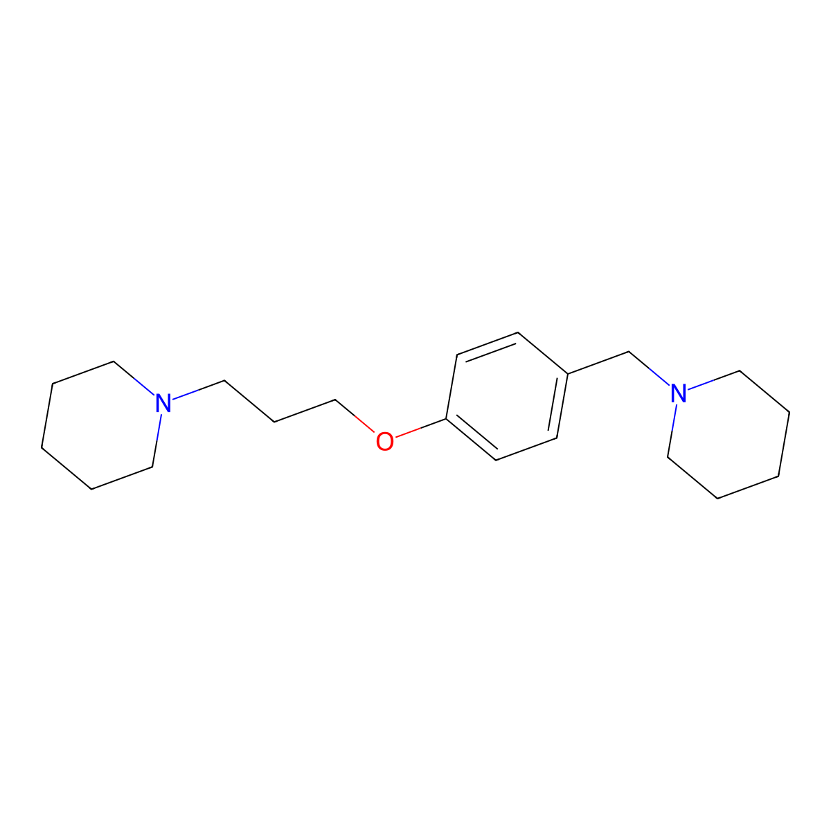 1-(3-(4-(1-Piperidinylmethyl)phenoxy)propyl)piperidine molecular structure, CAS 398473-34-2