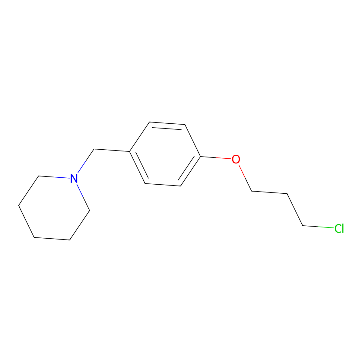3-Chloropropyl 4-(piperidinomethyl)phenyl ether molecular structure, CAS 398474-02-7