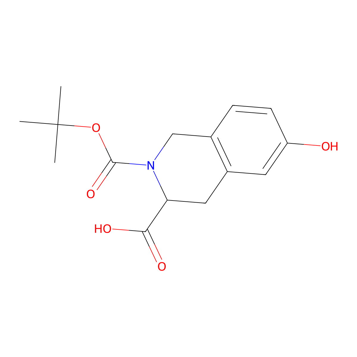 (S)-2-(tert-butoxycarbonyl)-6-hydroxy-1,2,3,4-tetrahydroisoquinoline-3-carboxylic acid molecular structure, CAS 398476-78-3