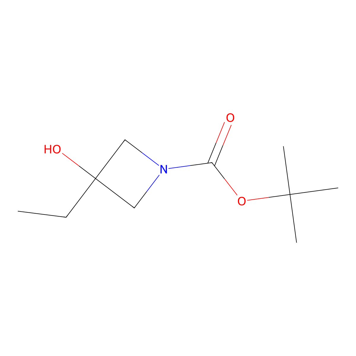 Tert-butyl 3-ethyl-3-hydroxyazetidine-1-carboxylate molecular structure, CAS 398489-28-6