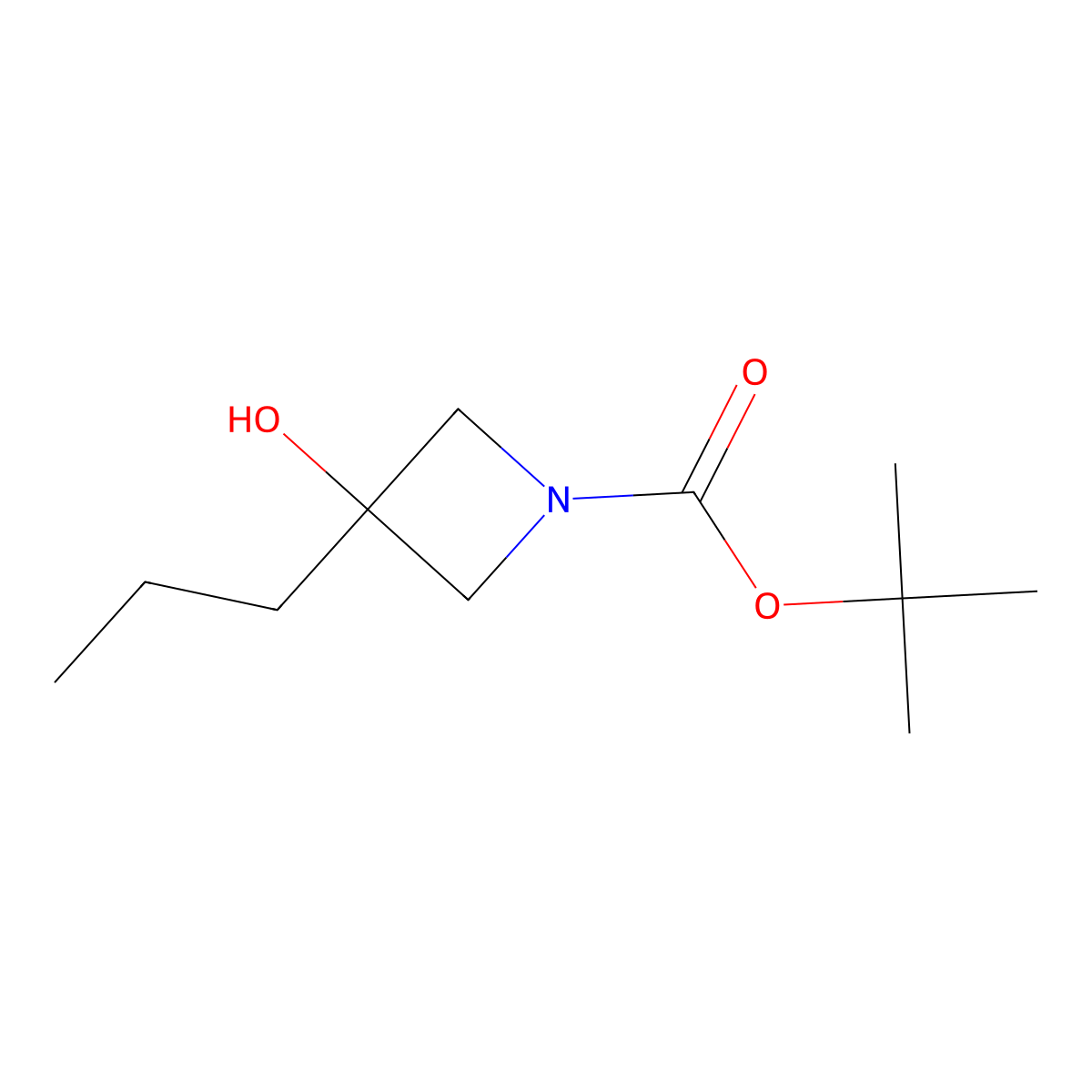 Tert-butyl 3-hydroxy-3-propylazetidine-1-carboxylate molecular structure, CAS 398489-36-6