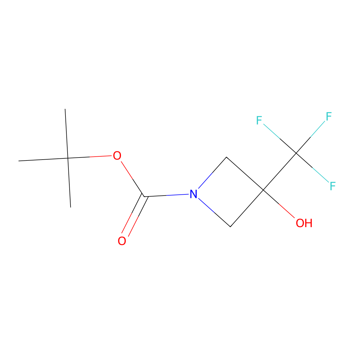 Tert-butyl 3-hydroxy-3-(trifluoromethyl)azetidine-1-carboxylate molecular structure, CAS 398489-42-4