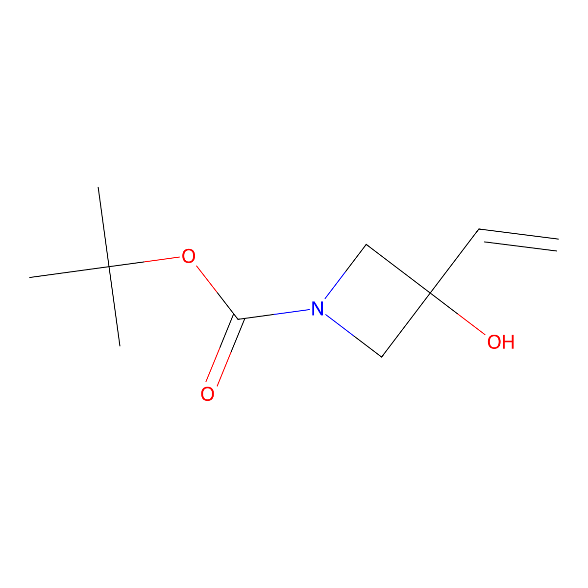 Tert-butyl 3-ethenyl-3-hydroxyazetidine-1-carboxylate molecular structure, CAS 398489-51-5