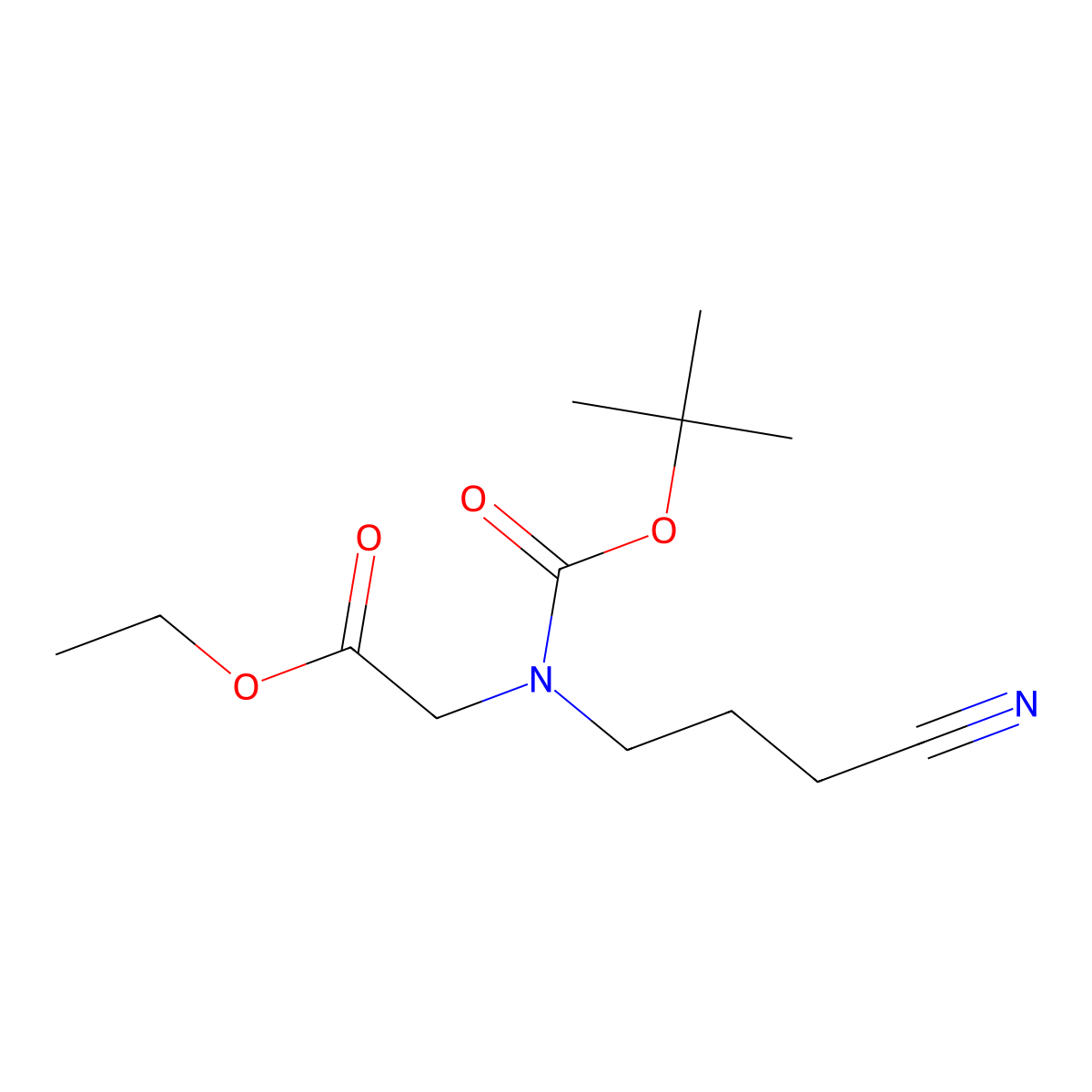 Ethyl 2-(tert-butoxycarbonyl(3-cyanopropyl)amino)acetate molecular structure, CAS 398491-57-1