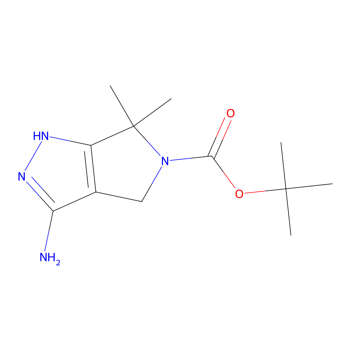 tert-butyl 3-amino-6,6-dimethyl-1H,4H,5H,6H-pyrrolo(3,4-c)pyrazole-5-carboxylate molecular structure, CAS 398491-61-7